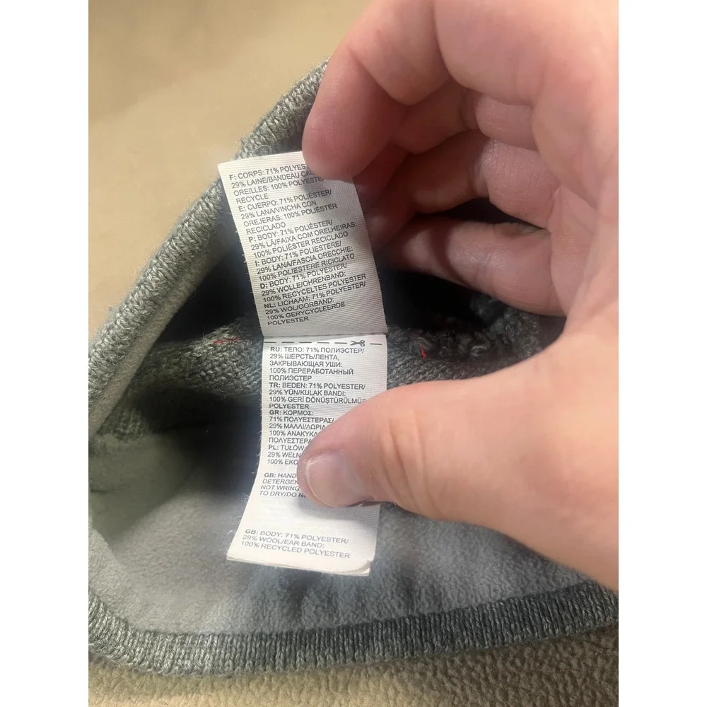 The North Face Grey Wool Blend Fleece‎ Lined Beanie Hat Unisex One Size NF0A3FJW
